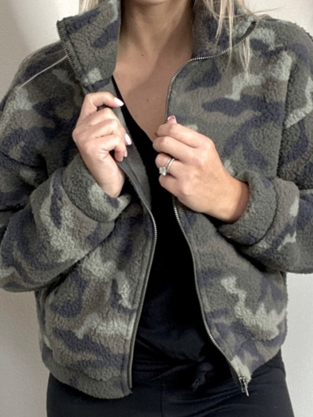 American Eagle Camo Sherpa Jacket